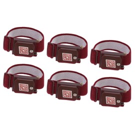MECCANIXITY 6Pcs Anti Static Wrist Strap, ESD Antistatic Bracelet Adjustable Cordless with Spare Bracelet for Computer Electronics Repair Maroon Red
