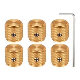 sourcing map 6 Pcs Aluminium Potentiometer Knobs, 1/4" (6mm) Universal Volume Tone Control Knobs with Arrow Indicator for Guitar, 1/2" Gold