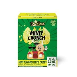 Bean Bites | Minty Crunch Lentil Crisp 3.53 oz (100 g) | Round Crunchy Crisps | Heat in Oven (up to 60 secs), Plant Based Protein, Vegan Crisps, Healthy Poppadom Snack By Pride of India