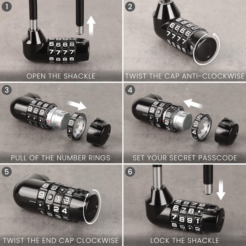 Kurtzy Combination Long Shackle Padlock - Long Gate Lock for