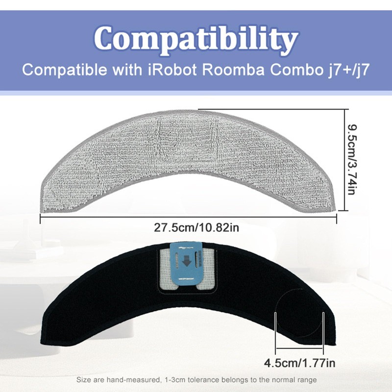 HMHAMA 4 Pack Replacement Mop Pads for iRobot Roomba Combo