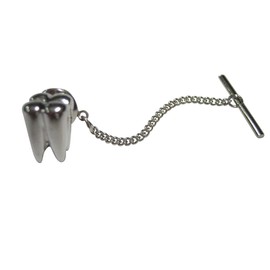 Kiola Designs Silver Toned Shiny Dental Tooth Teeth Tie Tack
