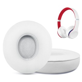 Replacement Ear Pads for Beats Solo 2 & Solo 3 Wireless On-Ear Headphones, Ear Cushions, Headset Earpads, Ear Cups Cover with Soft Protein Leather (White)