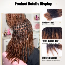 Afro Kinky Bulk Human Hair, 4C, 50g/pack, Braiding Hair for Mini Twists and Sister Locs (#30/1b/30 18inch)