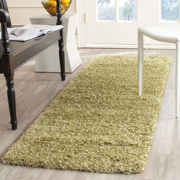 SAFAVIEH California Premium Shag Collection SG151 Non-Shedding Living Room Bedroom Dining Room Entryway Plush 2-inch Thick Runner, 2'3" x 9' , Green