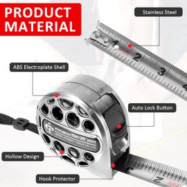 4PCS/Pack Retractable Tape Measure 25 Foot/7.5M Stainless Steel Measuring Tape Double Sided Blade Scale Measurement Steel Power Tape Blade (4)