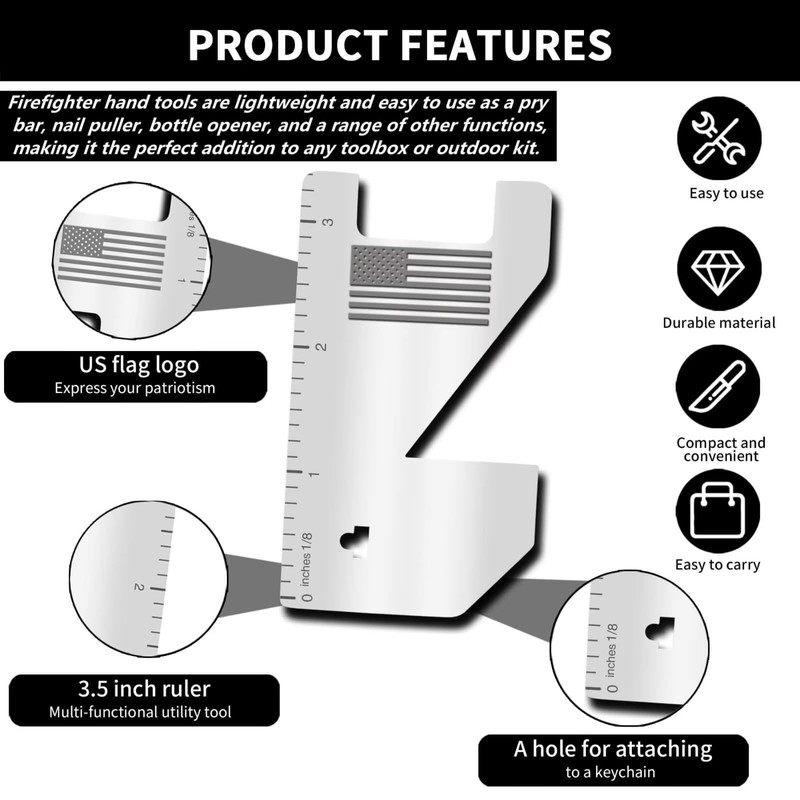 2-Pack Firefighter Multi-Tool – Credit Card-Sized Stainless Steel Pry Bar,