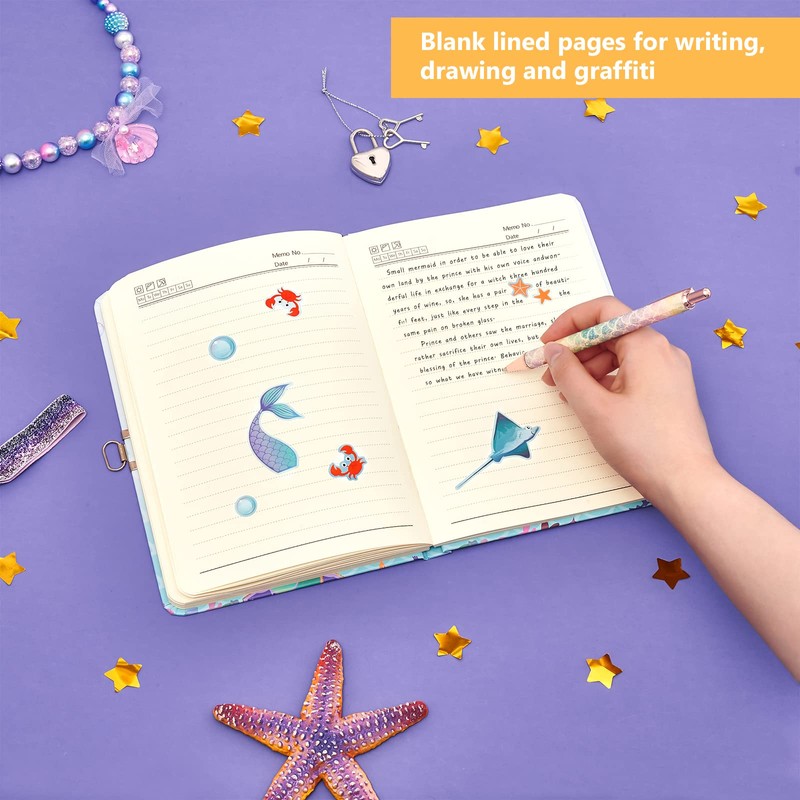 Glitter Diary for Girls - Mermaid Notebook Gift for Children