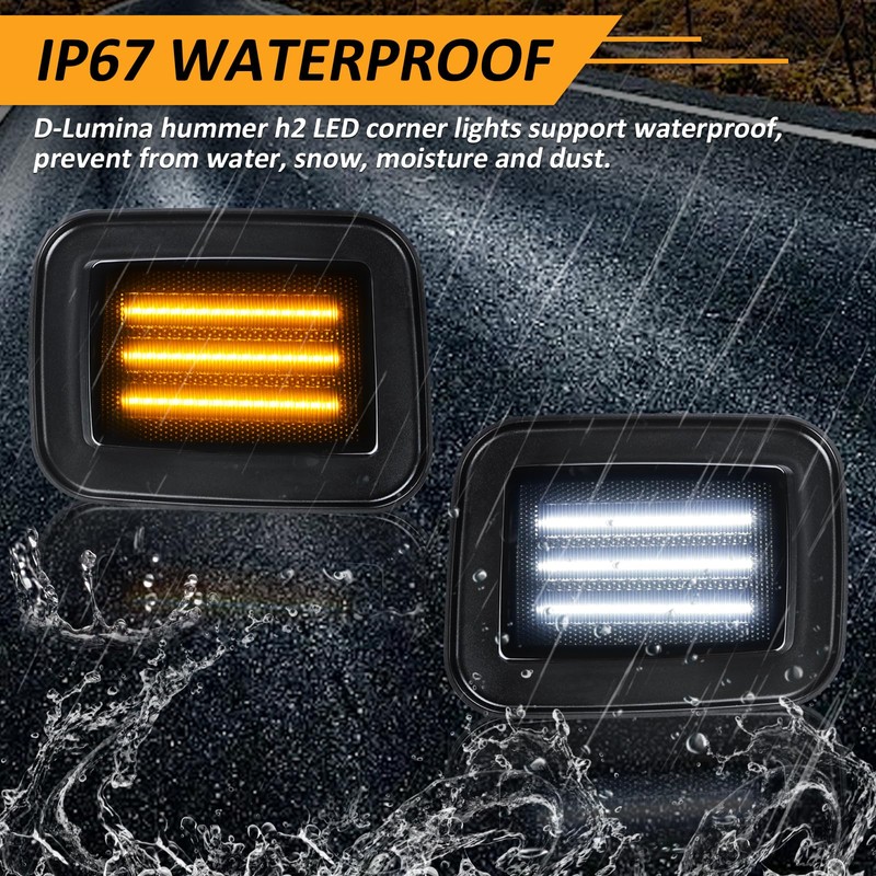 D-Lumina Smoked Len 3-Row Full LED Front Corner Marker Lights