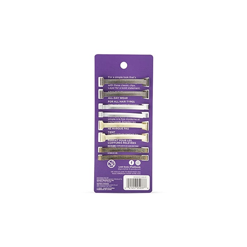 Goody Classics Barrettes de metal para el cabello, Metal, Paquete
