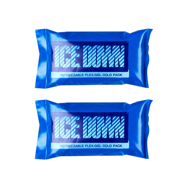 ICE Down Mini Ice Packs for Pain Relief, Cold Therapy Ice Packs, Great for Migraine, Face, Wrist, Knee, or Ankle, 5" L x 3" W, Set of 2