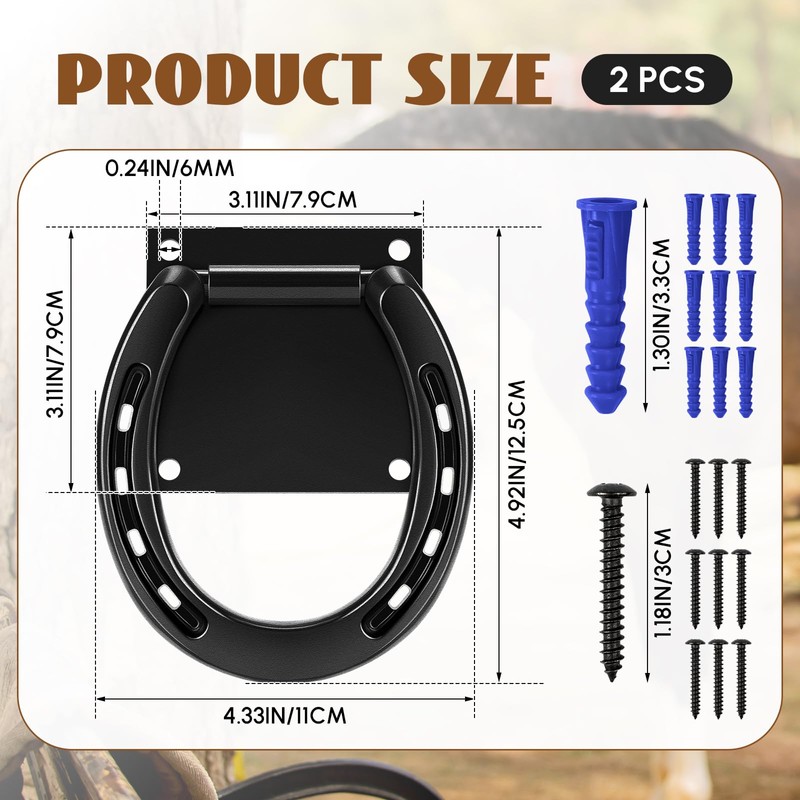 Zhengmy 4 Set Tie Ring for Horses Solid Steel with
