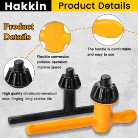 Hakkin 5 Sizes Replacement Drill Chuck Wrench Kit, 6mm, 10mm, 13mm, 16mm, 20mm Chuck Press Key Heavy Duty Carbon Steel Key Universal T Shaped Wrench