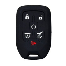 Key Fob Cover for Suburban Tahoe: 6 Buttons Silicone Remote Case Protector Fit for Chevy Tahoe Suburban GMC Denali Yukon XL 2016 2017 2018 2019 2020 13508280 13580804 13529634 HYQ1AA 13580802 (Black2)