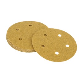 RATCHROLL 10 Pcs Universal Sanding Discs Round 5" 5 Hole 40 Grit Hook and Loop Sandpaper Yellow Aluminum Oxide