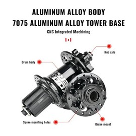 BestParts XM390 Boost MTB Rear Hub 32 Holes 72HD 6 Bolts Alloy 7075, 15x110mm Boost Front hub with 12x148mm Boost Rear hub, HG Freehub for Shimano 8-11s,Black