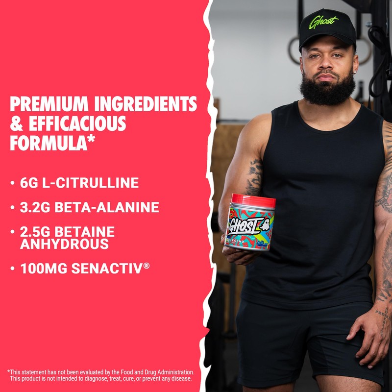 GHOST Legend Pre-Workout Powder, Blue Raspberry - 30 Servings –