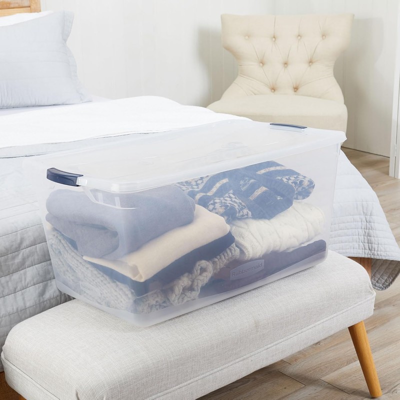 Rubbermaid Cleverstore 95 Qt Clear Storage Bins with Lids, 4-Pack,