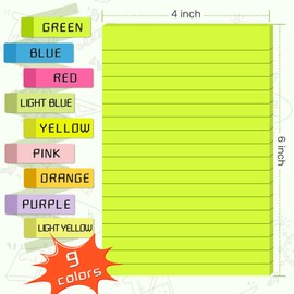 (18 Pack) Lined Sticky Notes 4x6 in Post, Self-Stick Pads Bright Colors Sticky Note, Recyclable, Easy to Post for Home, Office, School