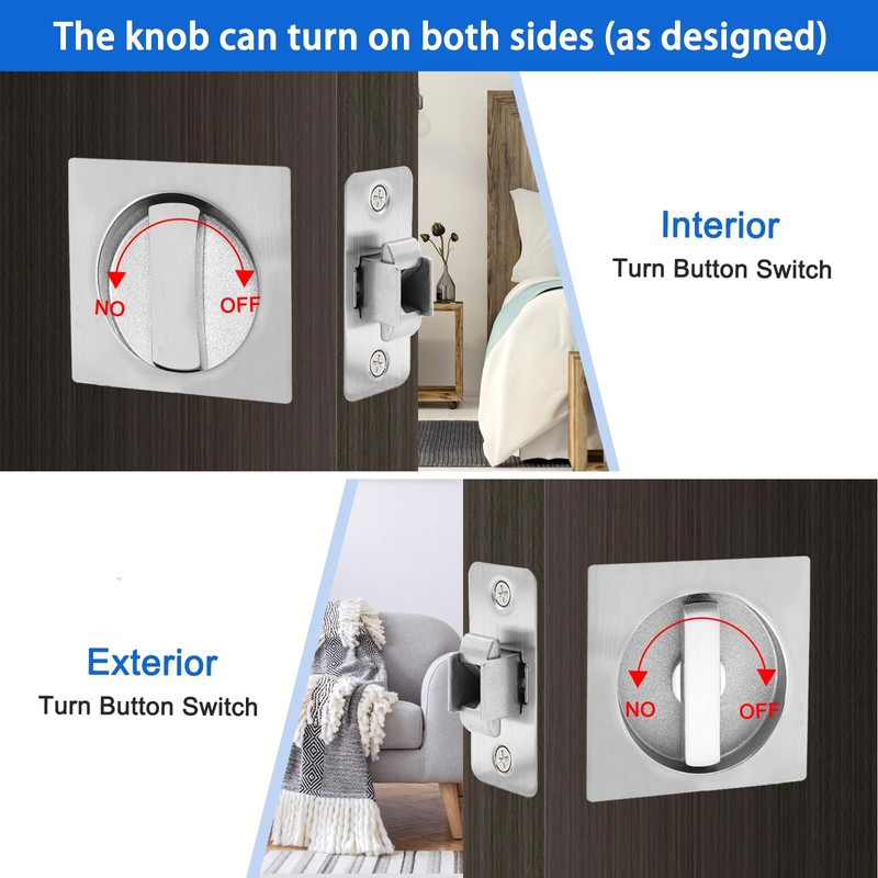 Dontay Pocket Door Passage Latches Not Lock, Large Lever, Double