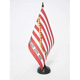 US First Navy Don't tread on me Table Flag 5'' x 8'' - two colors Desk Flag 21 x 14 cm - Black plastic stick and base - AZ FLAG
