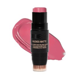 NUDESTIX Nudies Blush Stick – 3-in-1 Cream Blush for Cheeks, Eyes & Lips with Built-In Brush | Soft Matte Finish for a Natural Flush | Clean, Vegan & 