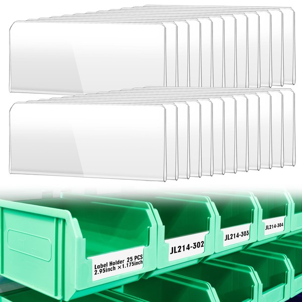 Chunful 25 Pack Clear Protective Plastic Label Holder 2.95in x