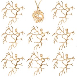Yuanchu Pack of 8 Blanks Prong Pendant Settings, Handmade Branch Shape Pendant Tray Metal Bezel Pendant Trays for DIY Crafts Necklace Jewellery Making, Copper