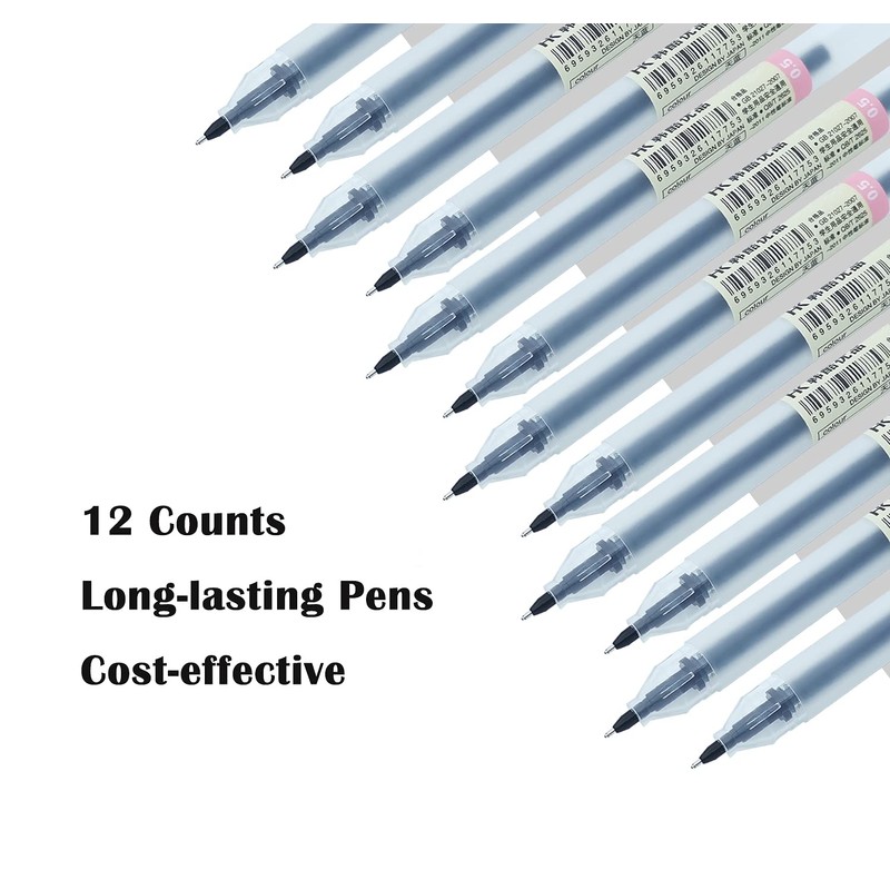 Premium Black Gel Pens, [0.5mm] Extra Fine Point Pens Smooth