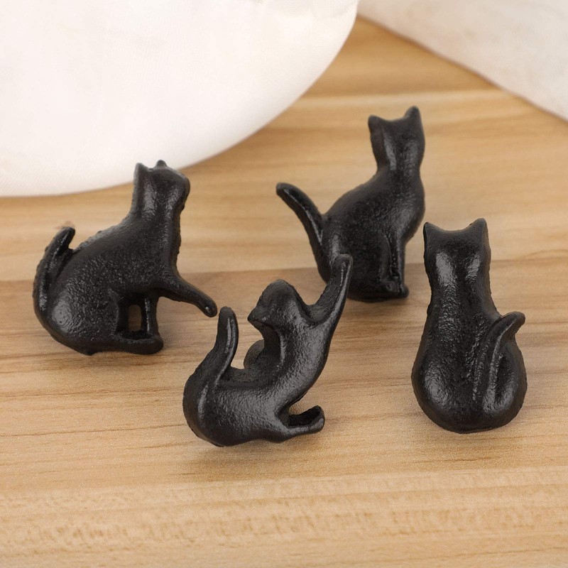 SUMNACON Set of 4 Cat Shape Door Knobs Iron Wardrobe