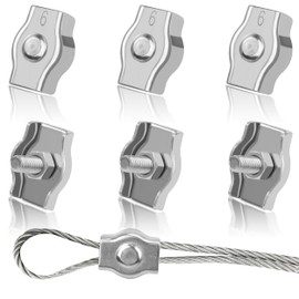 Tunejoy Wire Rope Clamp M6 Rope Clamp Stainless Steel 304 Wire Clamp for Wire Ropes of 6 mm Securing Ropes Steel Wire Washing Line Pack of 6