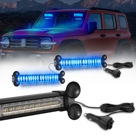 WINECO Emergency LED Strobe Traffic Advisor Lights Bar, Car Windshield Hazard Safety Warning Directional Flashing Light w/Suction Cups Split Mount for Vehicle Trucks Volunteer, 2x12inch, Blue