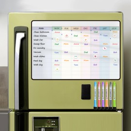 MCCORL Magnetic Chore Chart, Weekly Planner Whiteboard Calendar for Fridge, Family Planner, Cleaning Rota, Checklist Board for Kids (Monday to Sunday)