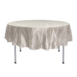 Your Chair Covers - 90 Inch Round Crinkle Taffeta Tablecloth - Ivory, Crushed Shiny Dining Table Cloth for Wedding Party Birthday Baby Bridal Shower