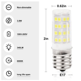 KEI D28a KEL2811 LED Bulb 5304517886 Replacement for Frigidaire Kenmore Electrolux Refrigerator 5304498578 7297114000 7241552801 E17 3.8W 100V-265V Freezer Lamp - 1 Pack