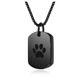PiercingJak Stainless Steel Pet Ashes Urn Memorial Jewelry Cremation Urn Necklace Paw Print Keepsake Locket Pendant for Ashes with Fill Kit, Loss of Pet Cat Dog Sympathy