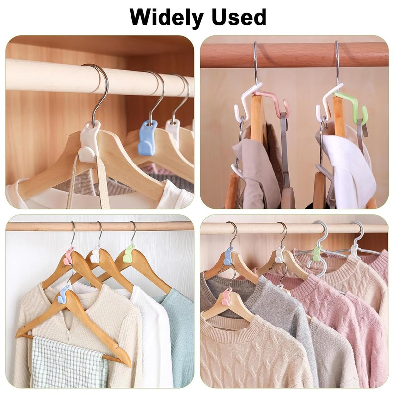 YQQZQ 50P Space-Saving Closet Hanger Connectors,Clothes Hanger Hooks,Pink Blue Green