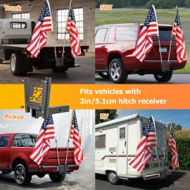 DYSO Hitch Mount Dual Flag Pole Holder Mount 2" Receiver For Jeep Grand Cherokee