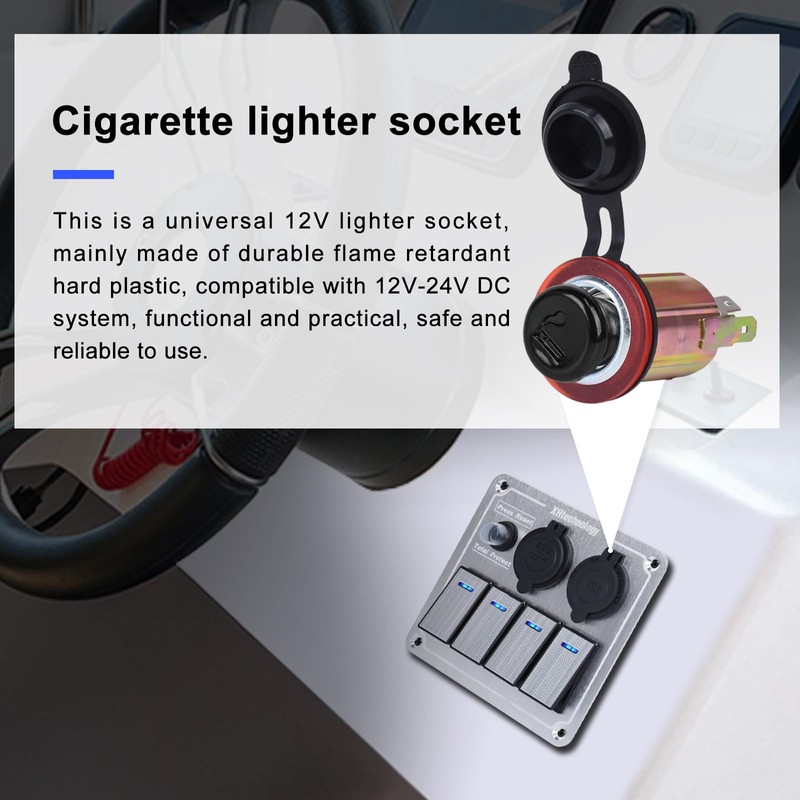 Xhtechnology Marine Boat Rocker Switch Panel,Waterproof 4 Gang Multi-Function Toggle