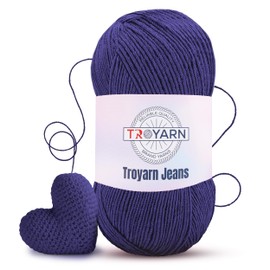 TROYARN 60% Cotton 40% Acrylic Fine/Sport Weight Yarn - Purple, 360 Yards, Ideal for Crocheting/Knitting, Amigurumi Dolls & Baby Garments