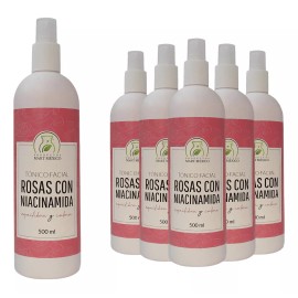 Productos Mart Mexico Tónico Facial De Rosas Con Niacinamida  (500ml) 6 Pack