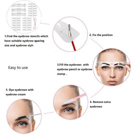 Generic 3 Size Eyebrow Stencils, 6 Styles, Soft, Reusable Eyebrow Template Kit with Strap
