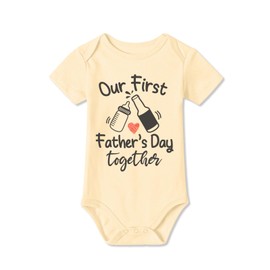 BesserBay Daddys Day Onesie for Baby Happy First Fathers Together Outfit Clothes Newborn Bodysuit Orange 3-6 Months