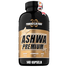 Powerstar ASHWA Premium, Ashwagandha Capsules, Pack of 140, Vegan, Anti-Stress Formula with Zinc, Magnesium & Vitamin B6, Made in Germany, Withanolide Content Twice as High as KSM-66®