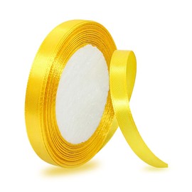 Satin Ribbons Yellow 10 mm Wide, 23 Metres Gift Ribbon for Gift Wrapping, DIY Crafts, Bouquets, Sewing Projects, Bow Making, Birthday and Wedding Decorations