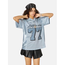 Aelfric Eden 77 Mesh Football Jersey Shirts Graphic Tee Printed Casual V Neck Tshirt Tees Streetwear Vintage Summer Top Blue