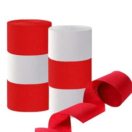 Crepe Paper 6 Rolls 150 m, Crepe Tape Set of Red, White, Crepe Paper, Crepe Paper for Party Decorations, Birthday Decorations, Wedding Decoration (4.5 cm x 25 m Roll)
