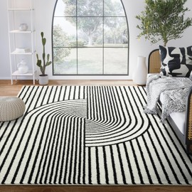 Abani Rugs Nuevo NUE150A Beige Arch Pattern Knot Area Rug (Black, 2' x 3')