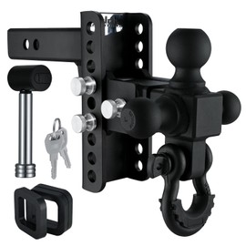 Goldy TRAILERHITCH Adjustable Trailer Hitch Tri-Ball Mount with Round Shackle, Fits 2-in Receiver, 6" Drop, 1-7/8" & 2" &2-5/16" Ball