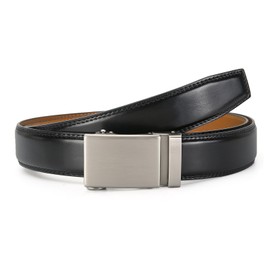 Nelbons Men's Belt, Slide Ratchet Belt for Men with Genuine Leather 1 3/8,Trim to Fit (black A7, 130cm / 28 "-44" adjustable waist)